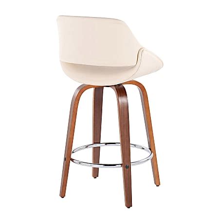 LumiSource Fabrico Mid Century Modern Counter Stools CreamWalnutChrome