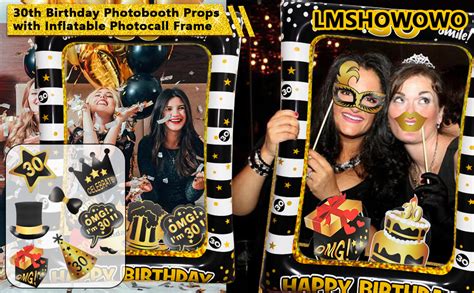 LMSHOWOWO 30th Birthday Decorations 30th Birthday Photo Booth Props