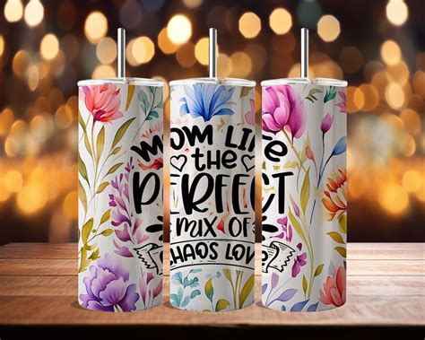 Mom Life 20oz Skinny Tumbler Sublimation Png 20 Oz Tumbler Wrap Png