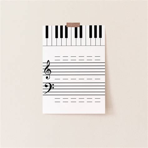 Music Staff and Piano Keyboard Printable, Piano Note Practice Printable ...