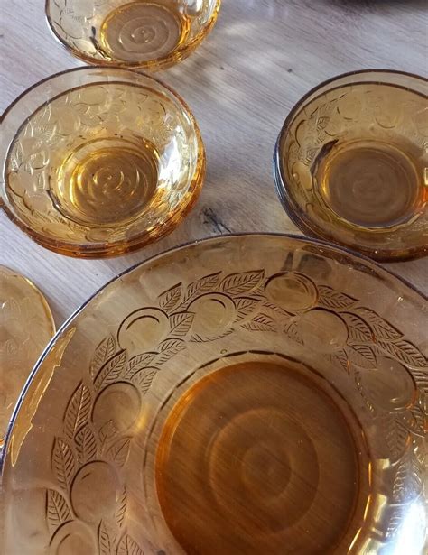 7 Tlg Glas Schalen Set Bernstein Schnecke Obst Dessertschalen