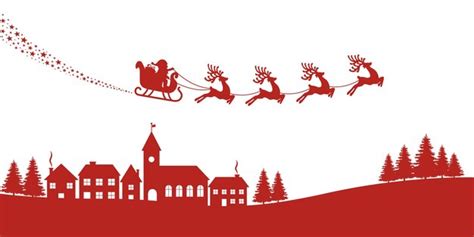 Premium Vector | Santa sleigh reindeer red silhouette