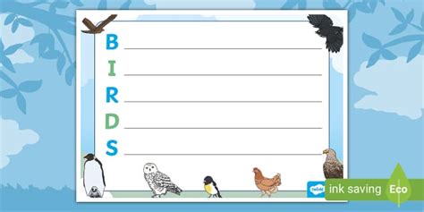 Birds Acrostic Poem Template (teacher made) - Twinkl