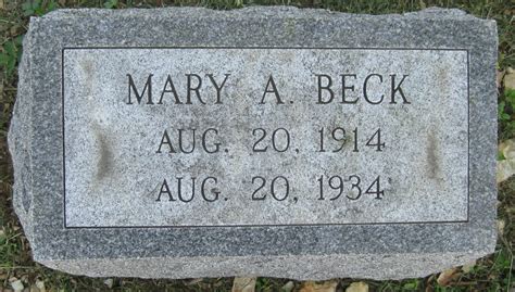 Mary Anna Beck 1914 1934 Mémorial Find a Grave