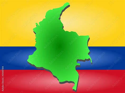 map of columbia and columbian flag illustration Stock Photo | Adobe Stock