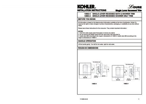 Dimensions and Measurements - Kohler