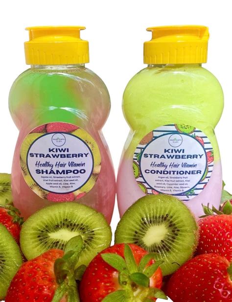 Strawberry Kiwi Natural Shampoo Conditioner Set For Healthy Hair