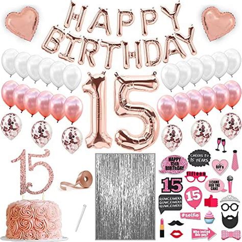 74 Piece 15 Birthday Decorations For Girls, Quinceanera Decorations, Happy 15th Birthday ...