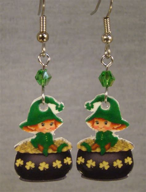 Pot Of Gold Leprechaun Dangle Earrings St Patrick S Day Jewelry