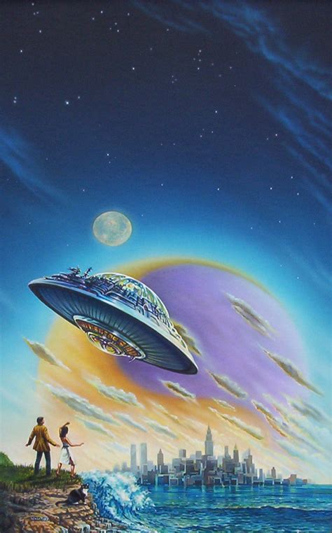 70s Sci Fi Art People Looking Up At Flying Saucers By Bruce