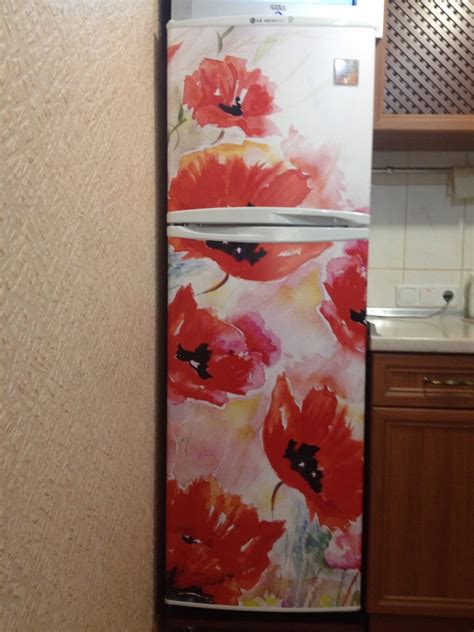 Fridge Decal Flowers Fridge Wraps Red Fridge Decals Fridge Etsy