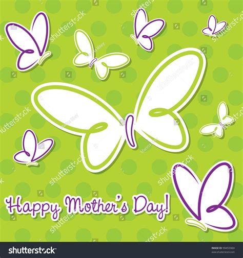 Lime Green Purple Butterfly Happy Mothers Stock Vector Royalty Free