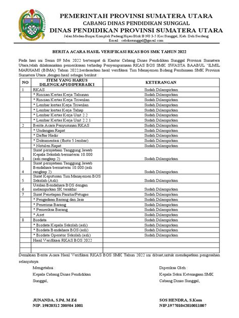 Berita Acara Rkas Bos Smk Bima 2022 Pdf