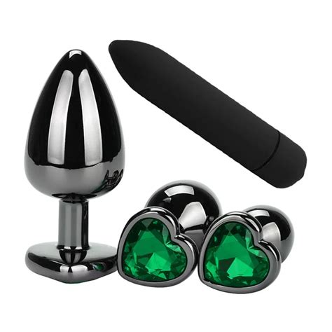 juego Anal forma de corazón joyas de cristal consolador vibrador juguetes sexuales para mujer