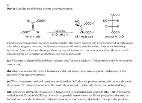 Solved 2 Part 1 Consider The Following Enzyme Catalyzed Chegg