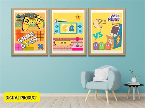 Retro Arcade Game Room Decor Printable Wall Art - Etsy