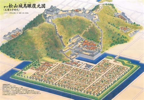 Restoration-Bird's eye view of Matsuyama Castle in the 17th Century ...