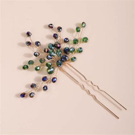 Kercisbeauty 2PCS Emerald Green Hair Pins For Brides Bridesmaid Wedding