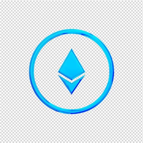 Premium PSD 3D Render Ethereum Icon Glossy Blue