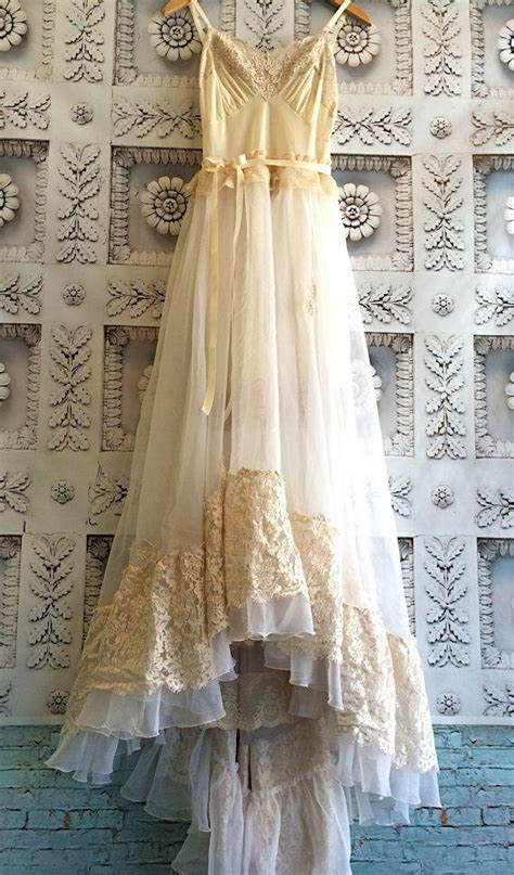 Cream Ivory And Blush Lace Chiffon Crochet Asymmetrical Hem Boho Princess