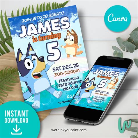 Bluey Birthday Invitation Template In Canva