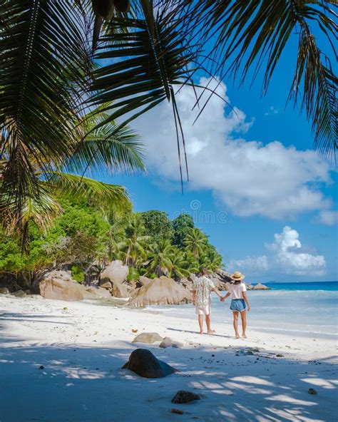 Anse Patates La Digue Island Seyshelles Drone Aerial View Of La