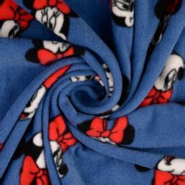 Tissu douillette bleu imprimé minie mouse