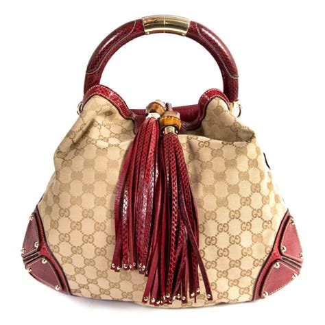 Gucci Limited Edition Gg Canvas And Python Medium Indy Bag Labellov Buy