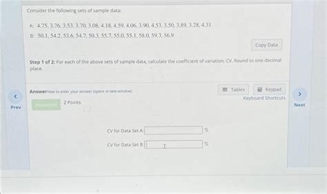 Solved Consider The Following Sets Of Sample Data A Chegg