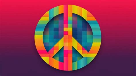 Premium AI Image | a brightly colored peace sign on a red background with a red background ...