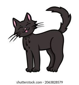 Cute Cartoon Black Cat Standing Stock Illustration 2063828579