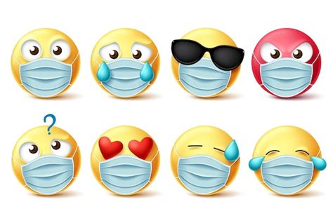 Смайлики маска для лица вектор смайлики набор смайликов emojis и ...