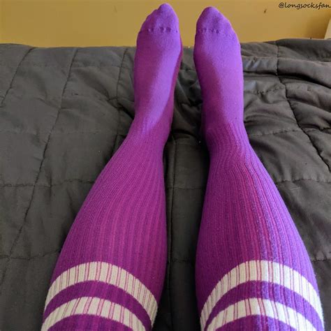 Purple Over The Knee Socks With White Stripes Over Blue Leggings A Photo On Flickriver