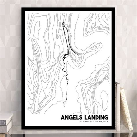 Angels Landing Trail Topographic Map Printable Angels Landing - Etsy