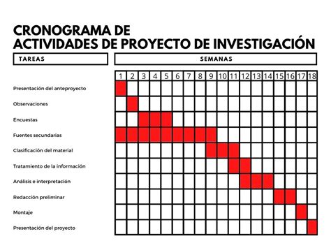 Ejemplo De Un Cronograma