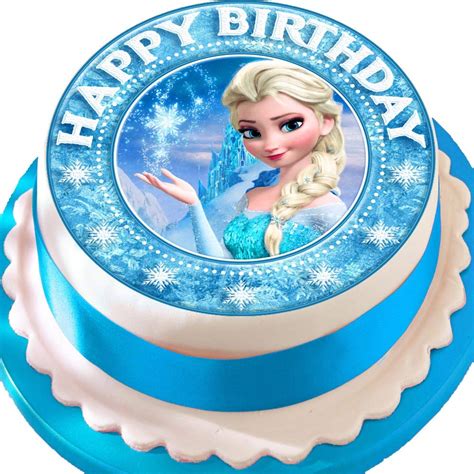 Buy Frozen ELSA Happy Birthday Star Border Pre Cut Edible Icing Cake