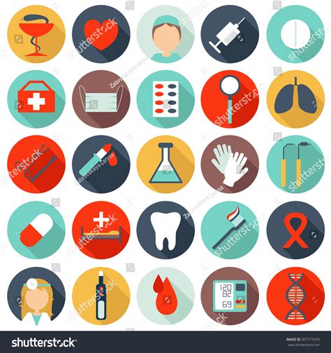 Set Of Flat Medical Icons Collection Of Isolated Icons On A White