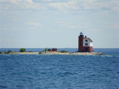 Round Island Lighthouse - Coastline of Lake Huron (Built in 1895 ...