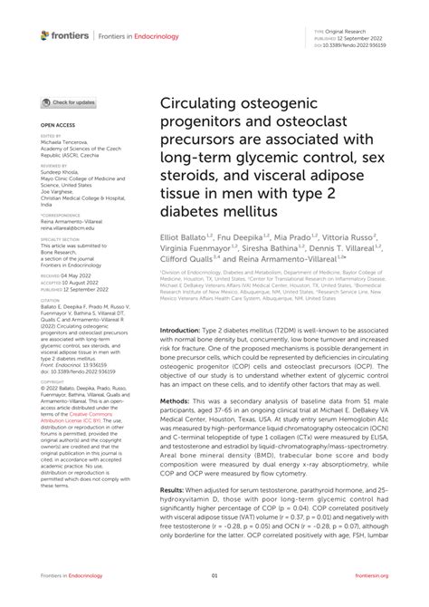 Pdf Circulating Osteogenic Progenitors And Osteoclast Precursors Are Associated With Long Term