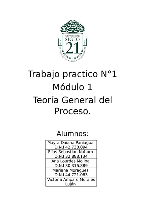 Trabajo Practico 1 Tgp Trabajo Practico N° Módulo 1 Teoría General