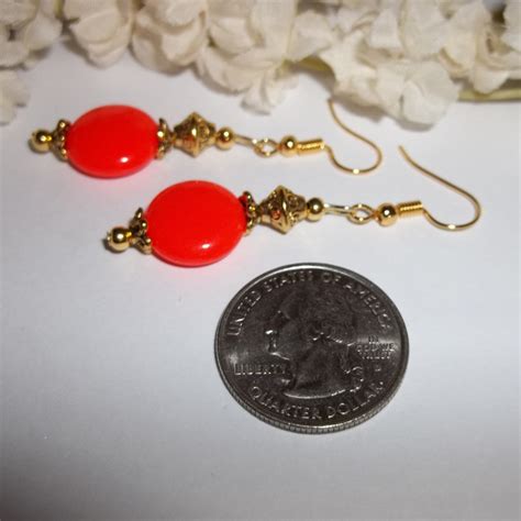 Wvluckygirl Jewelry Bright Orange Gold Earring Set Beaded Nwt