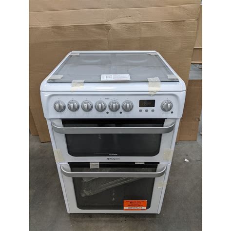 Grade A2 Hotpoint Hud61p Ultima 60cm Double Oven Dual Fuel Cooker White 777065171hud61p