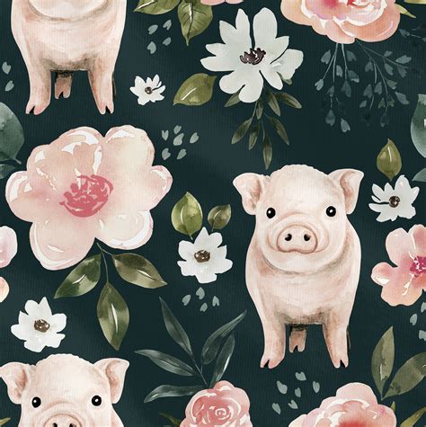 Pig Floral Emerald Hopland Fabrics