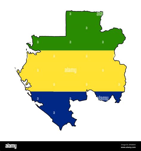 Mapa De La Bandera De La Silueta Del País Africano De Gabón Aislado