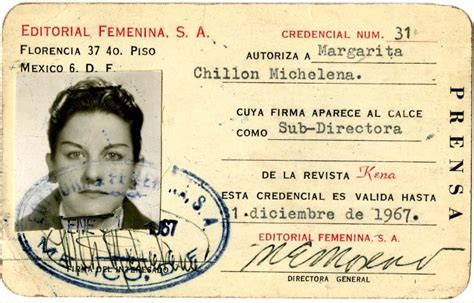 Credencial De Margarita Chill N Michelena Atribuido Memoria De Hidalgo