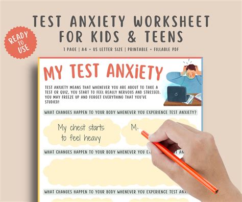 Test Anxiety Worksheet For Kids And Teens Help Children With Worry