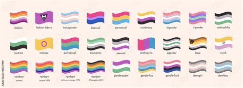 Sexual Identity LGBTQ Pride Flags Big Set Of Sexual Diversity LGBT