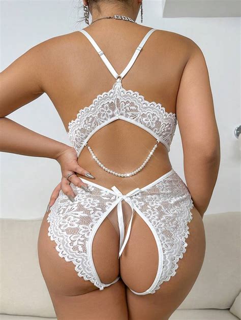 Classic Sexy Plus Size Romantic Lace Open Crotch Sexy Bodysuit Lingerie Shein South Africa