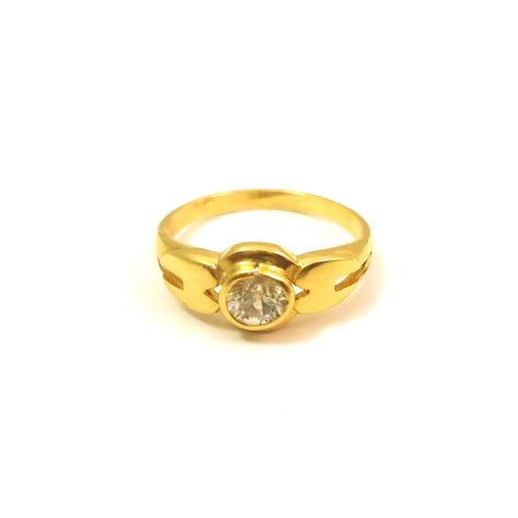 Anello Solitario Da Donna In Oro Giallo Kt Con Zircone