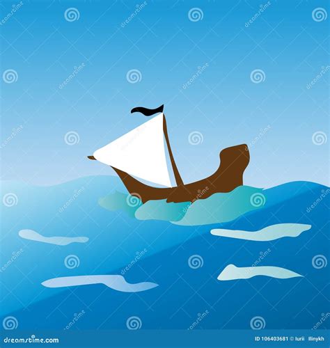 Pirate Ship Sails On The Sea Stock Vector Illustration Of Sail